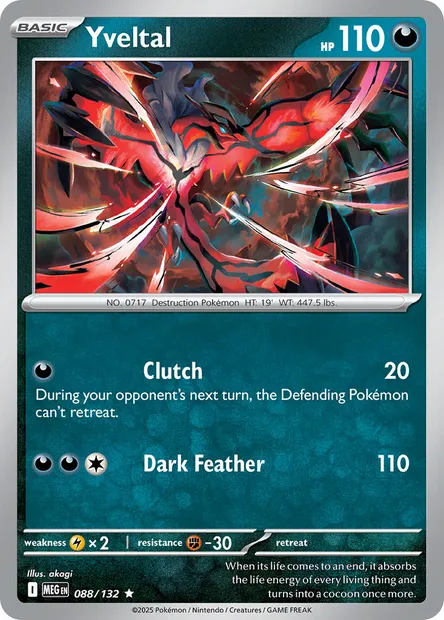 Yveltal, Pokémon card MEG 088 — Mega Evolution set