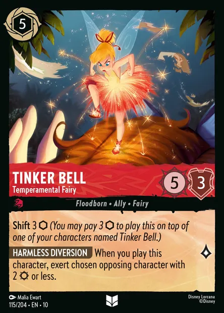 Tinker Bell - Temperamental Fairy, Disney Lorcana card CH10-115 — Whispers in the Well set