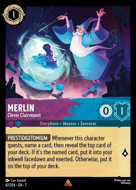 Merlin - Clever Clairvoyant, Disney Lorcana card CH7-067 — Archazia's Island set