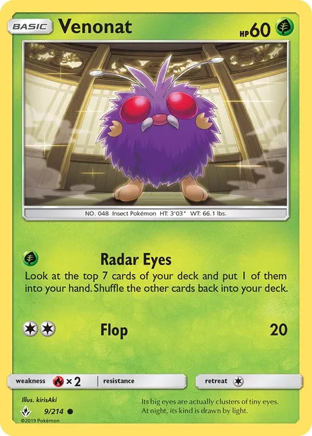 Venonat, Pokémon card UNB 9 — Unbroken Bonds set