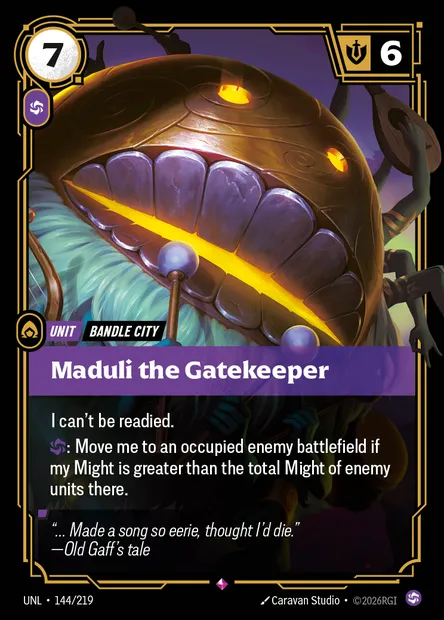 Maduli the Gatekeeper, Riftbound card UNL 144 — Unleashed set