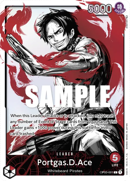 Portgas.D.Ace, One Piece card OP03-001 — PILLARS OF STRENGTH set