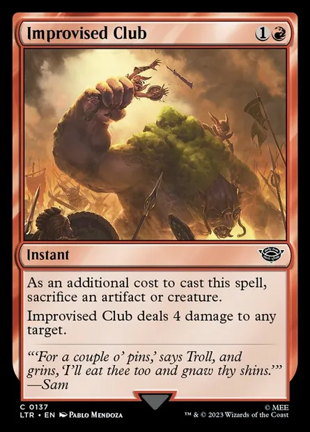Improvised Club, Magic card LTR 137 — The Lord of the Rings: Tales of Middle-earth set