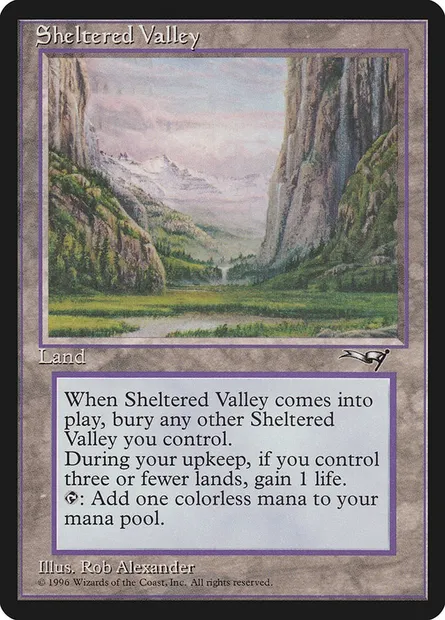 Vallée abritée, carte Magic ALL 142 — extension Alliances