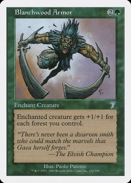 Blanchwood Armor, Magic card 7ED 232 — Seventh Edition set
