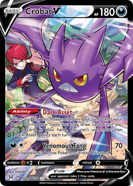 Crobat V, Pokémon card LOR TG20 — Lost Origin set
