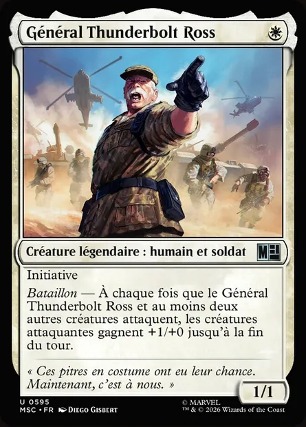 Général Thunderbolt Ross, carte Magic MSC 595 — extension Marvel Super Heroes Commander