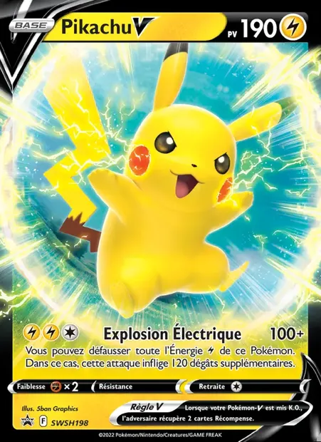 Pikachu V, carte Pokémon SWSH 198 — extension Promo SWSH