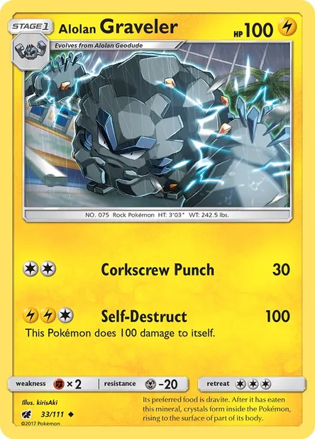 Alolan Graveler, Pokémon card CIN 33 — Crimson Invasion set