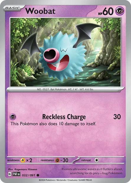 Woobat, Pokémon card PAF 032 — Paldean Fates set