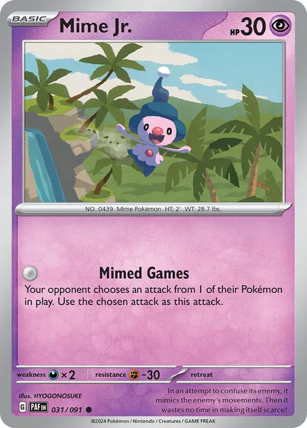 Mime Jr., Pokémon card PAF 031 — Paldean Fates set