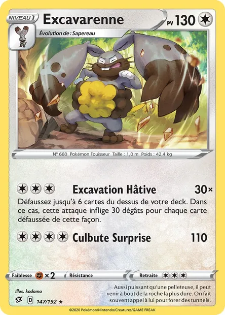 Excavarenne, carte Pokémon RCL 147 — extension Clash des Rebelles