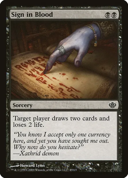 Sign in Blood, Magic card DDD 49 — Duel Decks: Garruk vs. Liliana set