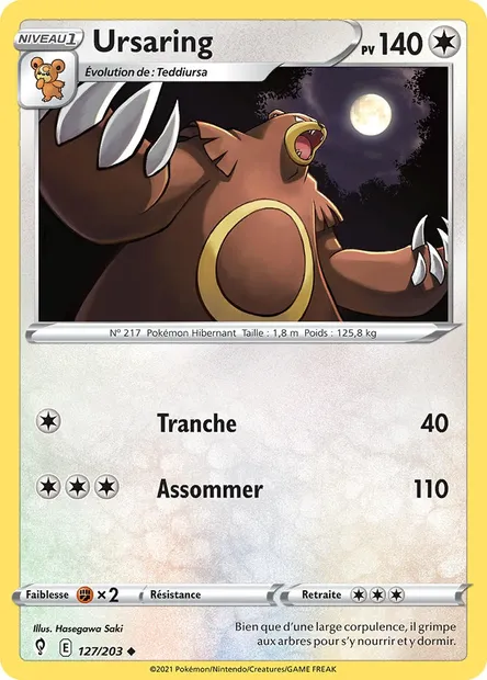 Ursaring, carte Pokémon EVS 127 — extension Évolution Céleste