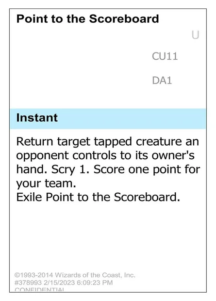Point to the Scoreboard, carte Magic UNK CU11 — extension Unknown Event