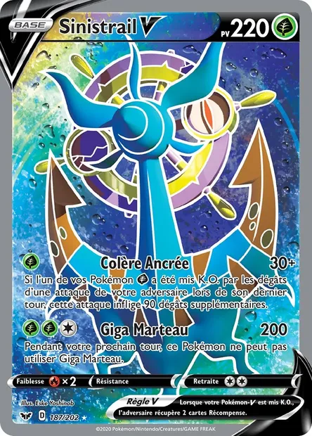 Sinistrail V, carte Pokémon SSH 187 — extension Épée et Bouclier