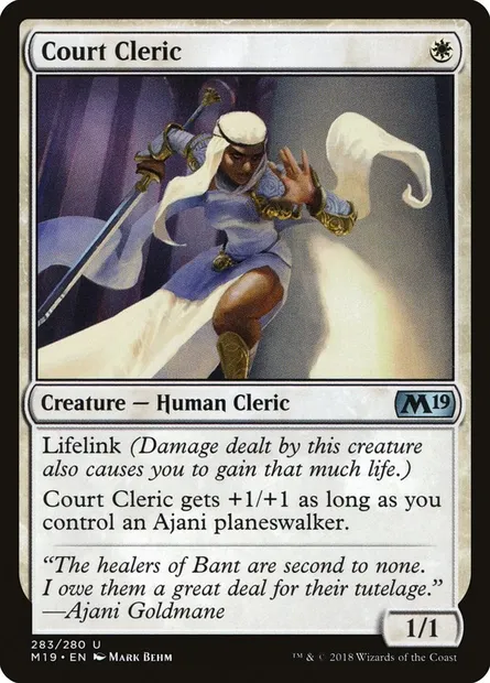 Court Cleric, Magic card M19 283 — Core Set 2019 set