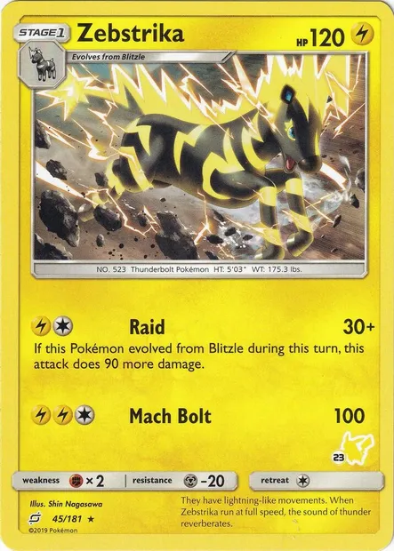 Zebstrika, Pokémon card BA20 045p-23 — Battle Academy 2020 set