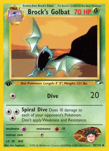 Brock's Golbat, carte Pokémon GH 39 — extension Gym Heroes