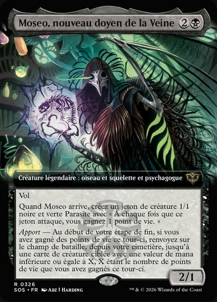 Moseo, nouveau doyen de la Veine, carte Magic SOS 326 — extension Secrets of Strixhaven