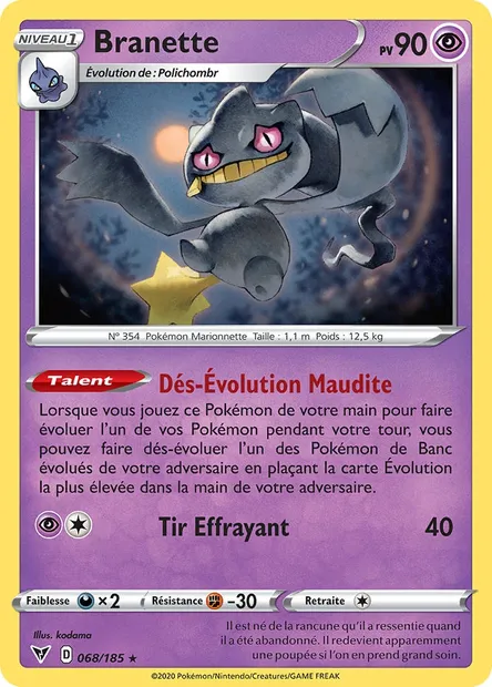 Branette, carte Pokémon VIV 68 — extension Voltage Éclatant