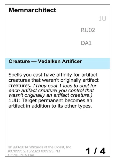 Memnarchitect, Magic card UNK RU02 — Unknown Event set