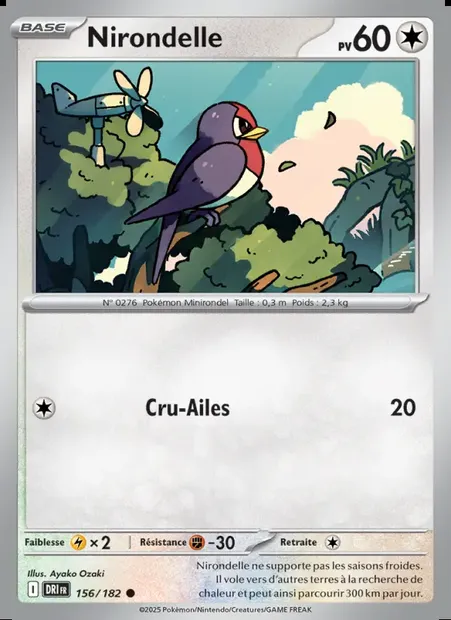 Nirondelle, carte Pokémon DRI 156 — extension Rivalités Destinées