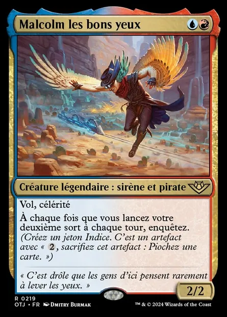 Malcolm les bons yeux, carte Magic OTJ 219 — extension Outlaws of Thunder Junction