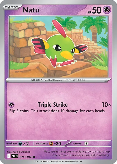Natu, Pokémon card PAR 071 — Paradox Rift set