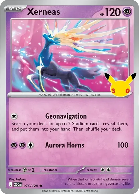 Xerneas, Pokémon card 30C 076 — 30th Celebration set