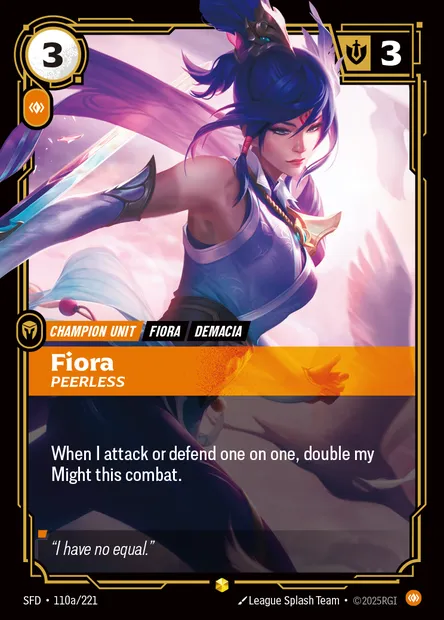 Fiora, carte Riftbound SFD 110a — extension Spiritforged