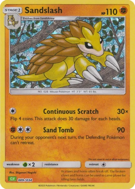 Sandslash, Pokémon card CLV 009 — Pokémon TCG Classic: Venusaur & Lugia ex Deck set