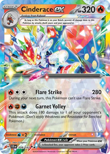 Cinderace ex, Pokémon card SCR 028 — Stellar Crown set
