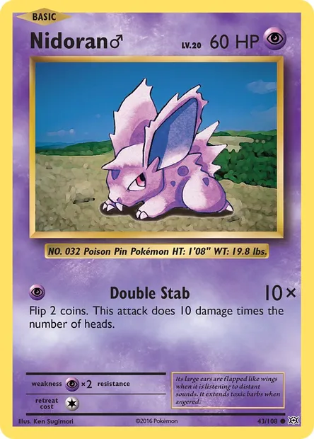 Nidoran♂, Pokémon card EVO 43 — Evolutions set
