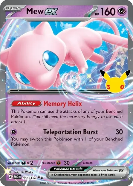 Mew ex, Pokémon card 30C 066 — 30th Celebration set