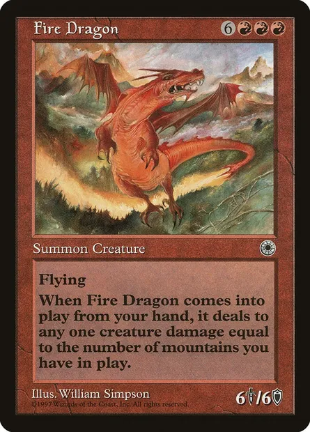 Fire Dragon, Magic card POR 125 — Portal set