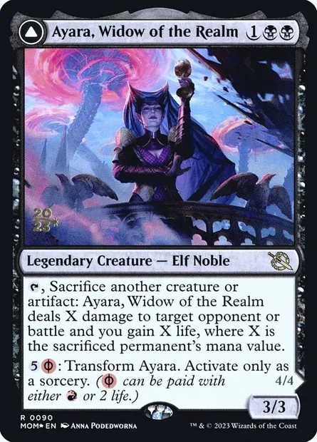 Ayara, Widow of the Realm // Ayara, Furnace Queen, Magic card PMOM 90s — March of the Machine Promos set
