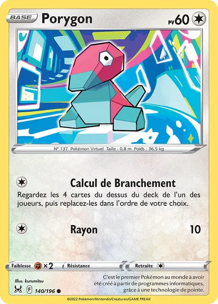 Porygon, carte Pokémon LOR 140 — extension Origine Perdue