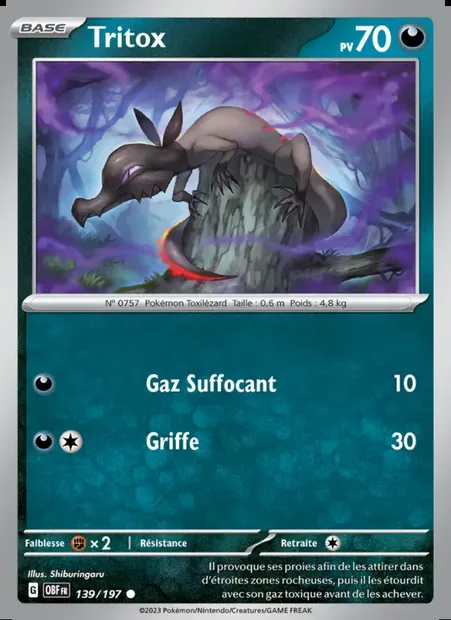 Tritox, carte Pokémon OBF 139 — extension Flammes Obsidiennes