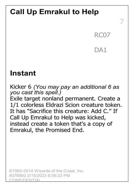Call Up Emrakul to Help, carte Magic UNK RC07a — extension Unknown Event