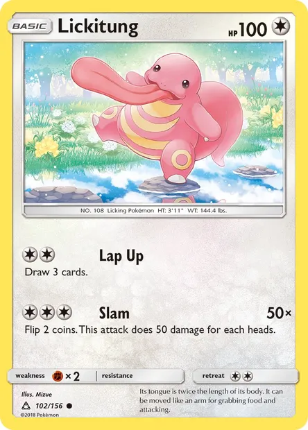 Lickitung, Pokémon card UPR 102 — Ultra Prism set