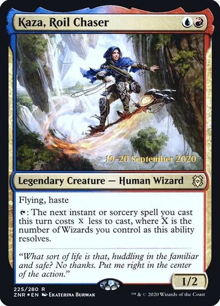 Kaza, Roil Chaser, Magic card PZNR 225s — Zendikar Rising Promos set