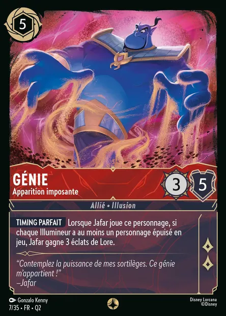 Génie - Apparition imposante, carte Disney Lorcana Q2-007 — extension Quête des Illumineurs: Vol au palais