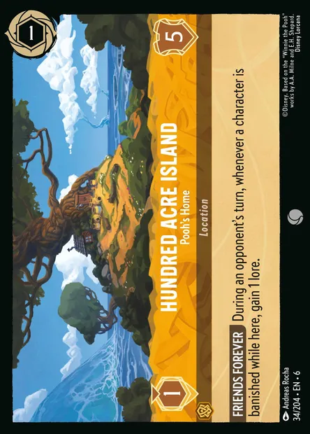 Hundred Acre Island - Pooh's Home, Disney Lorcana card CH6-034 — Azurite Sea set