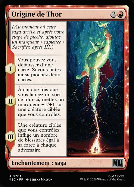 Origine de Thor, carte Magic MSC 701 — extension Marvel Super Heroes Commander