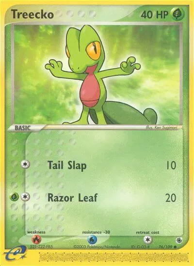Treecko, Pokémon card RS 76 — Ruby & Sapphire set
