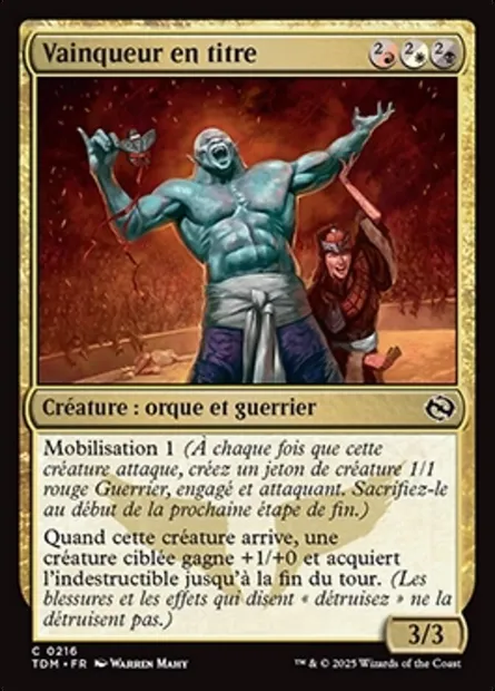 Vainqueur en titre, carte Magic TDM 216 — extension Tarkir: Dragonstorm