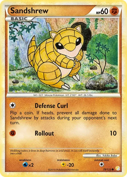 Sandshrew, Pokémon card HS 79 — HeartGold SoulSilver set