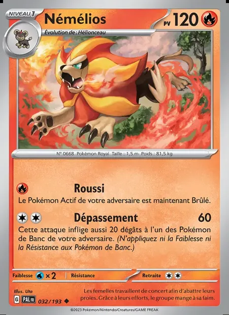 Némélios, carte Pokémon PAL 032 — extension Évolutions à Paldea