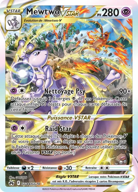 Mewtwo VSTAR, carte Pokémon CRZ GG44 — extension Zénith Suprême